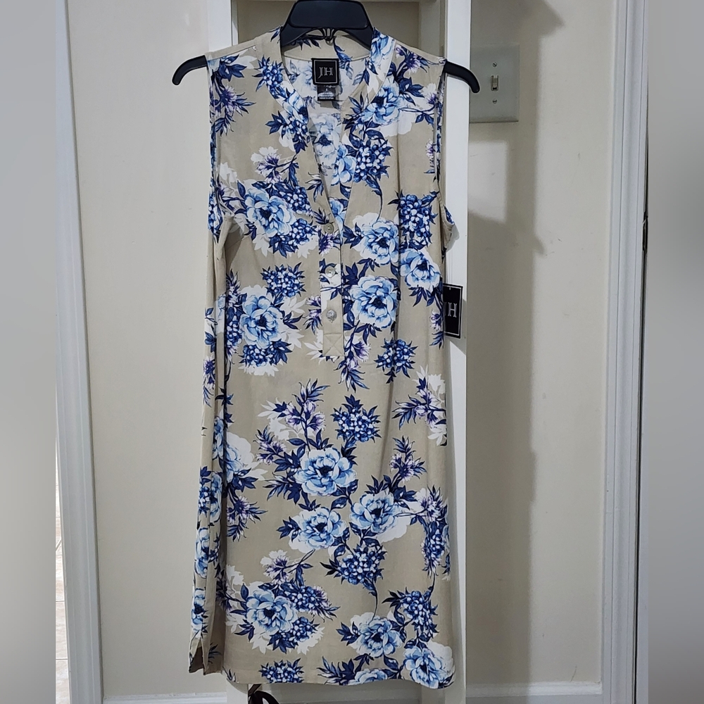 JH, size 6, off-white and blue dress